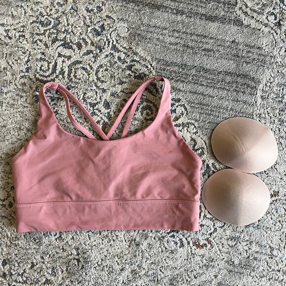 Lululemon Energy Sport Bra *Long Line Peach Pink Size 12 Pads Included - Picture 5 of 9